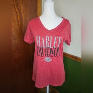 Harley-Davidson Red V-Neck Short Sleeve Tee St. MARTEN